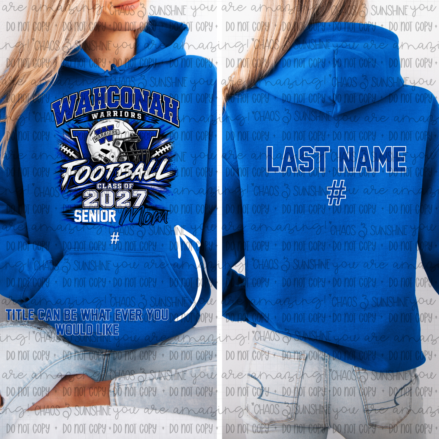 Wahconah Football Class of 2027 Personalized Senior Family Back