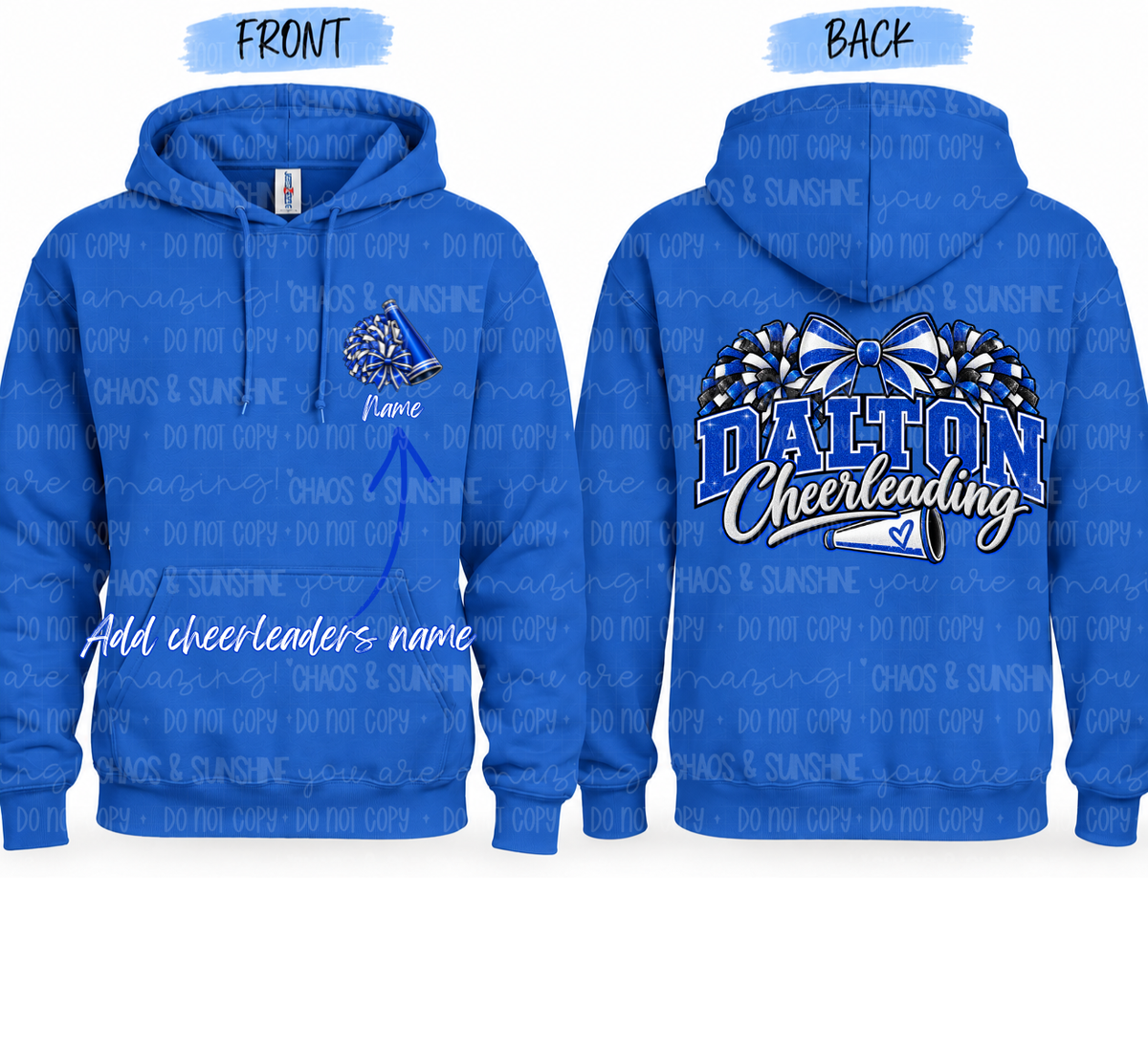 Dalton Cheerleading | Personalized Front & Back | Youth