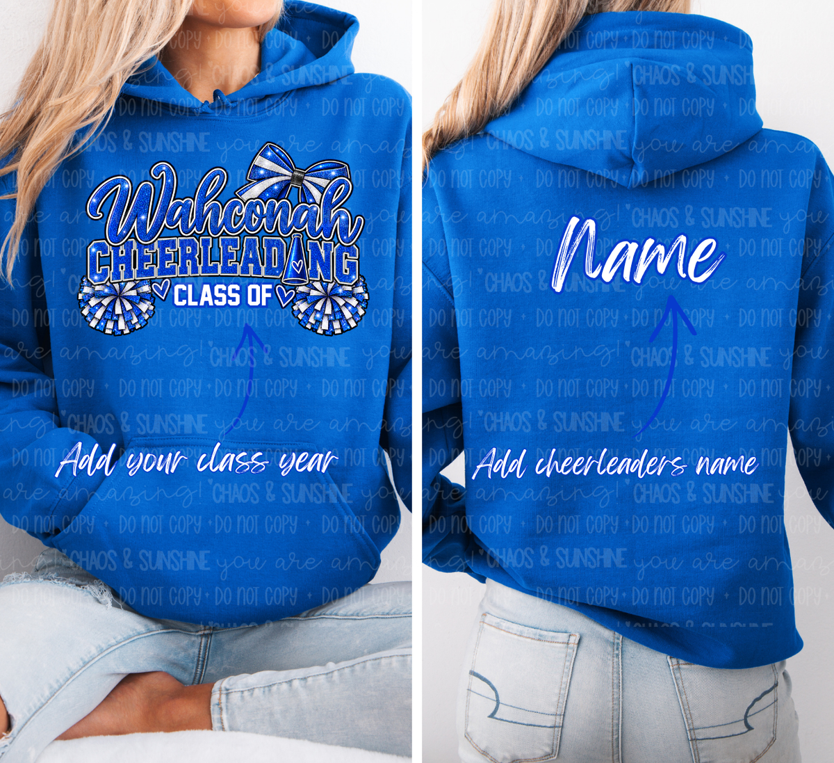Wahconah Cheerleading Class Year & Personalized Back | Adult