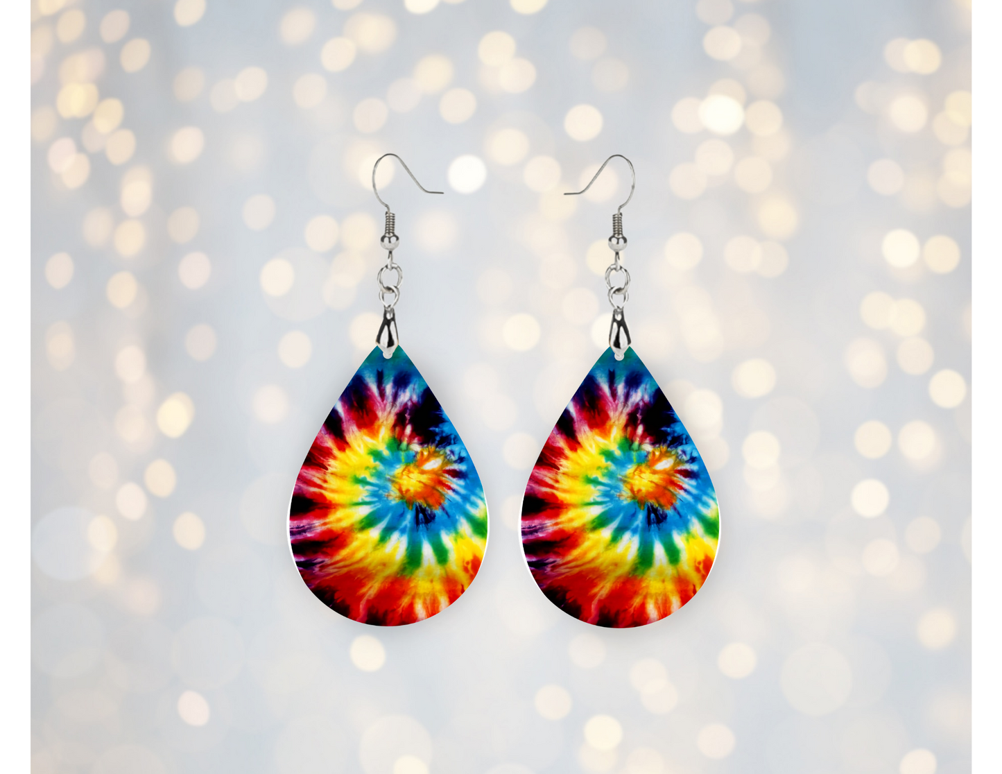 Rainbow Tie Dye Statement Earrings 🌈🌀
