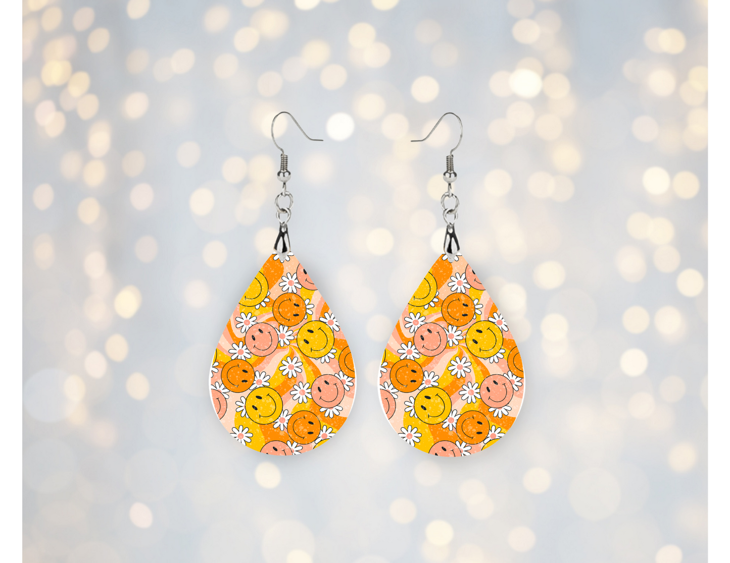 Retro Smiley Daisy Statement Earrings 😊🌼