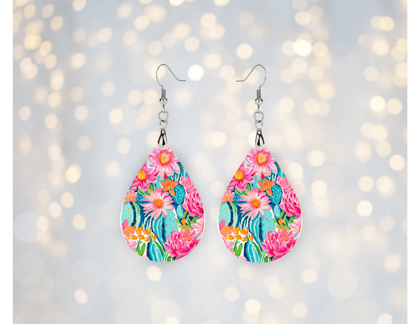Desert Bloom Cactus Teardrop Earrings 🌵💖