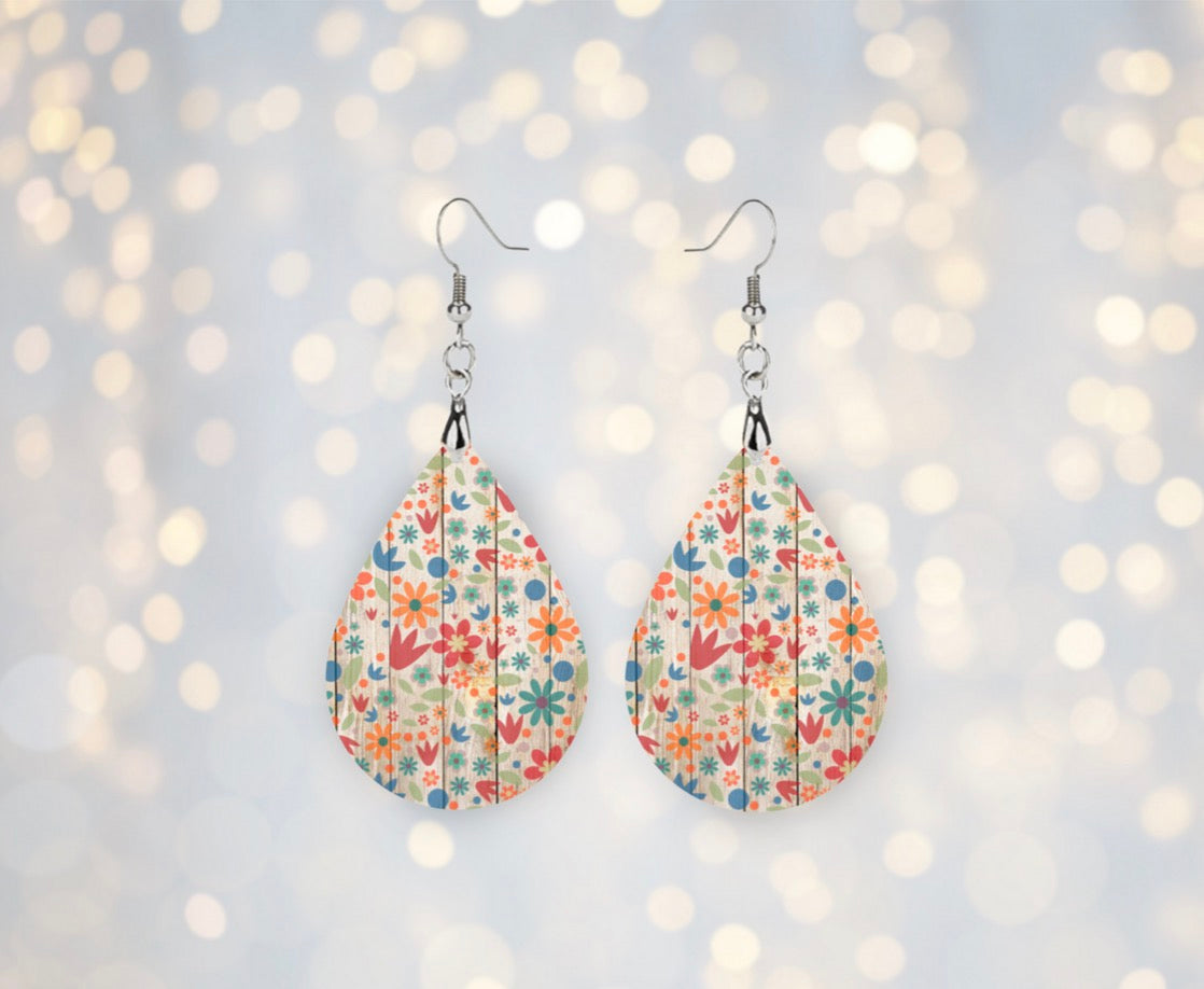 🌸 Retro Garden Floral Teardrop Earrings
