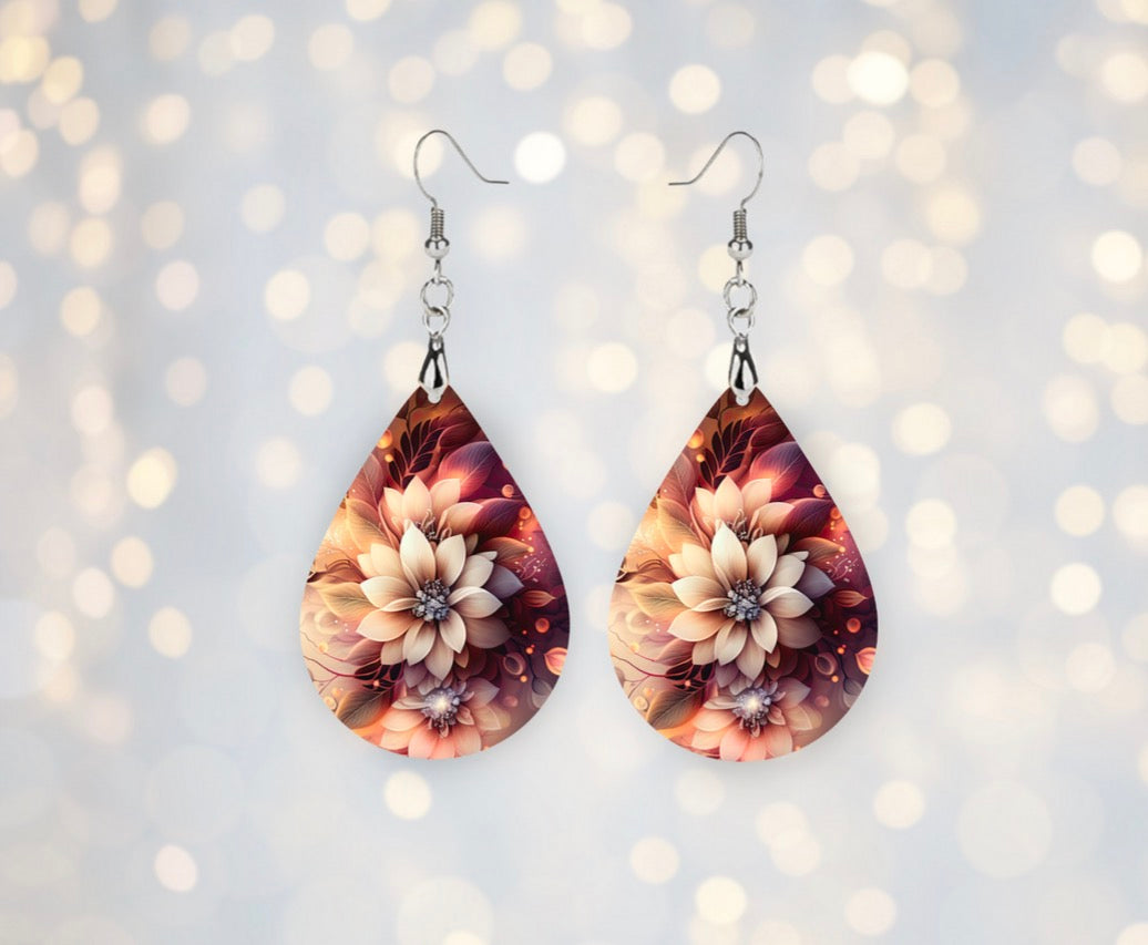 š Autumn Bloom Floral Teardrop Earrings