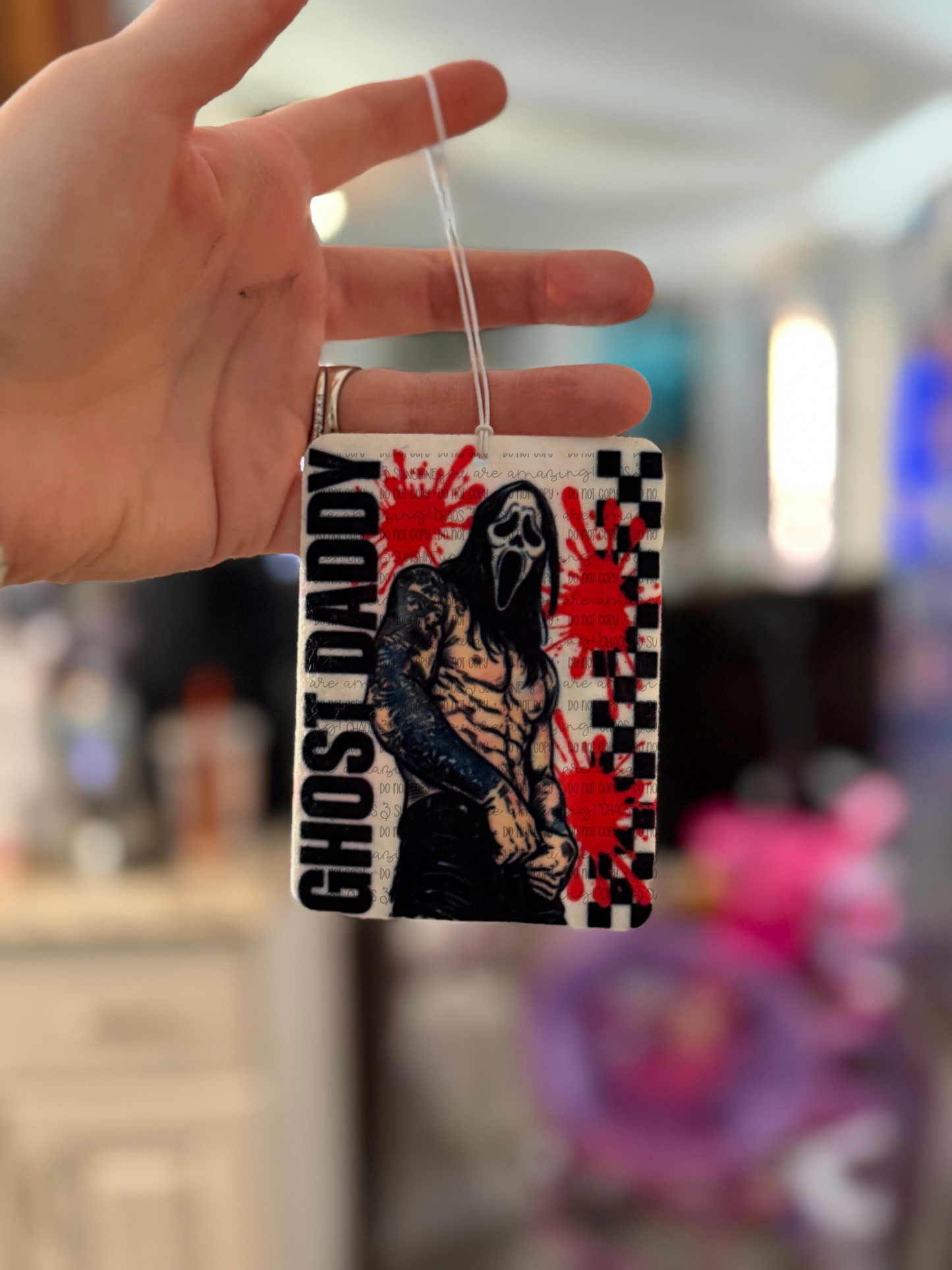 Ghost Daddy Car Freshie + 3mL Scent Spray | Refillable Hanging Air Freshener