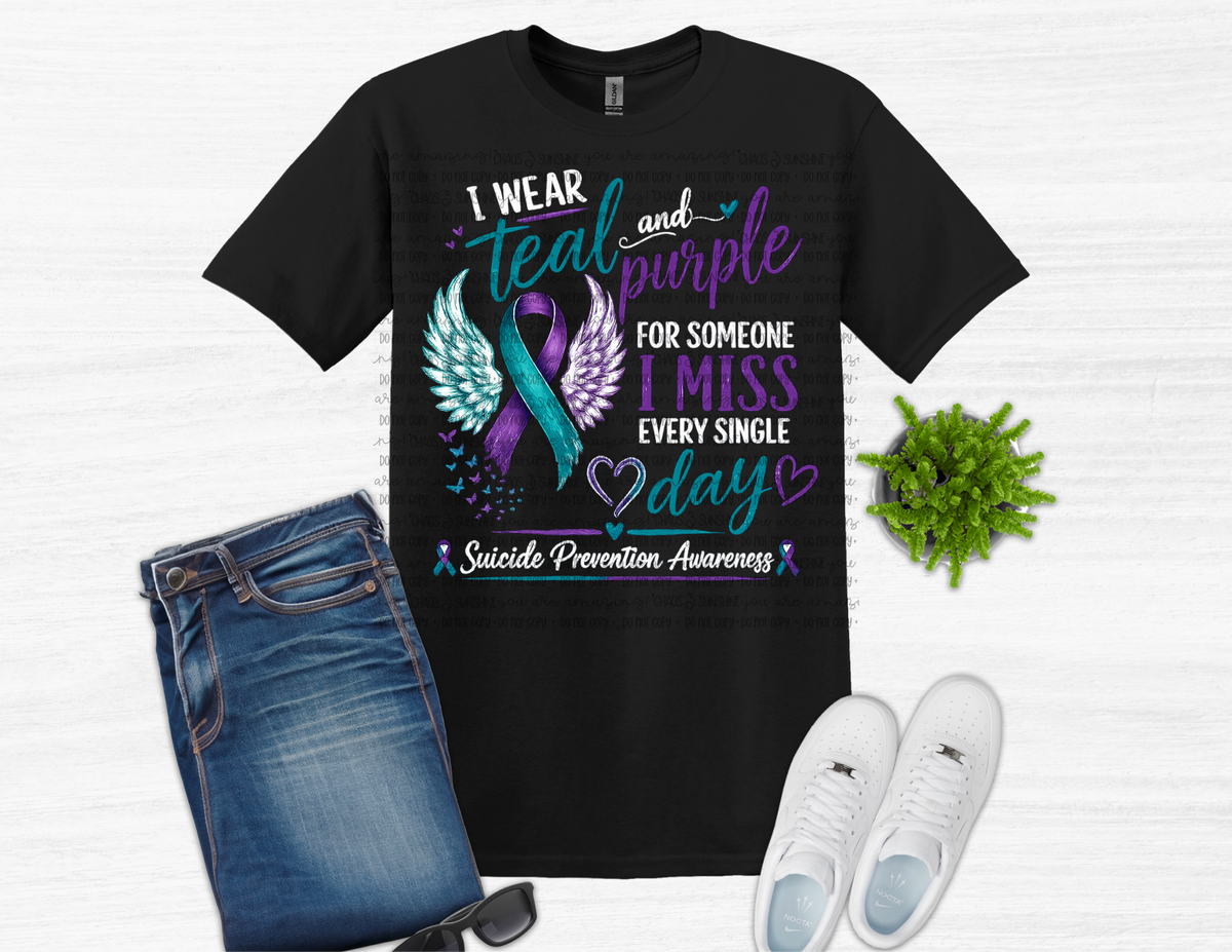 I Wear Teal & Purple Suicide Prevention Awareness Tee