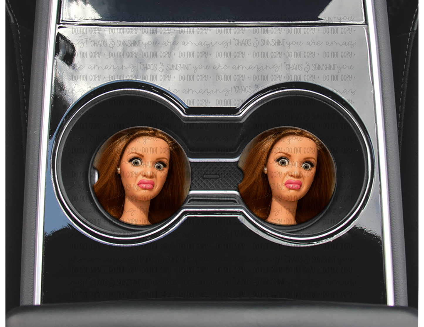 Funny Diva Face Custom Car Coasters Set