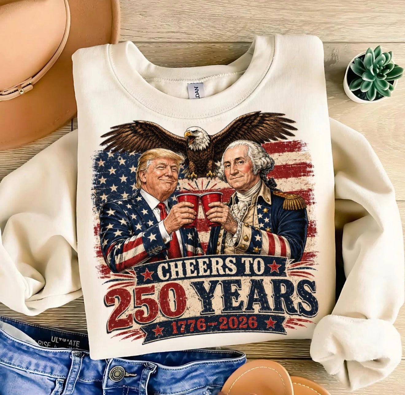 Cheers to 250 Years America Anniversary Graphic Shirt
