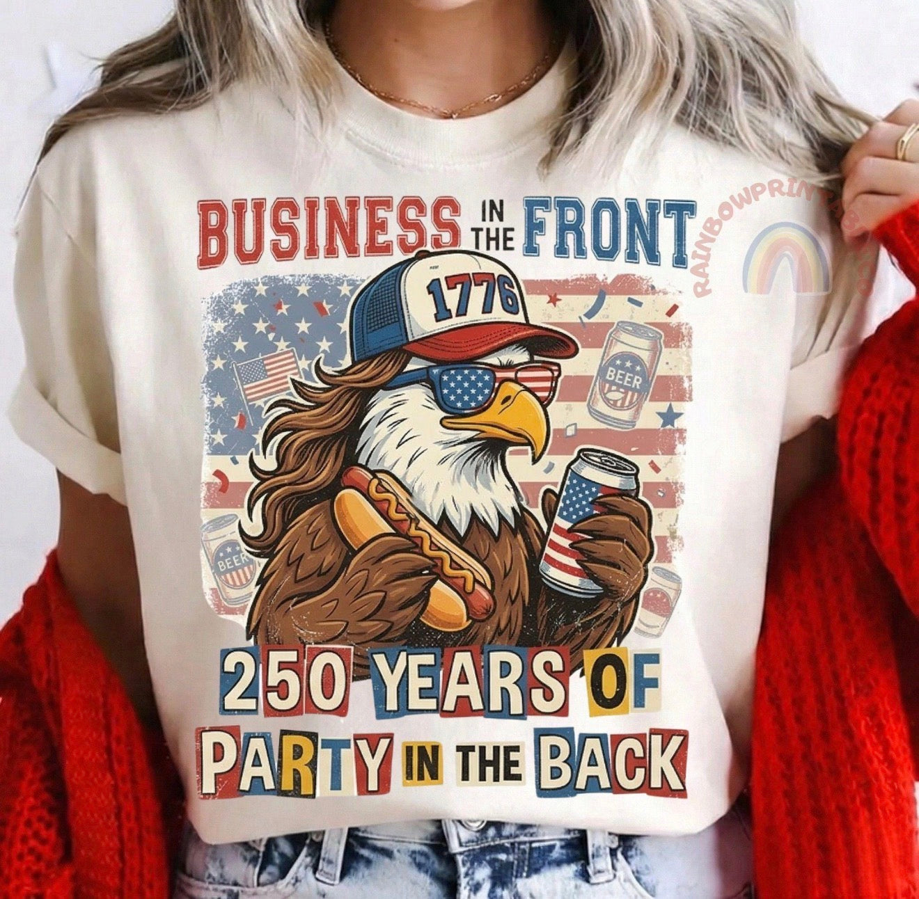 Business in the Front Party in the Back Patriotic Eagle Tee