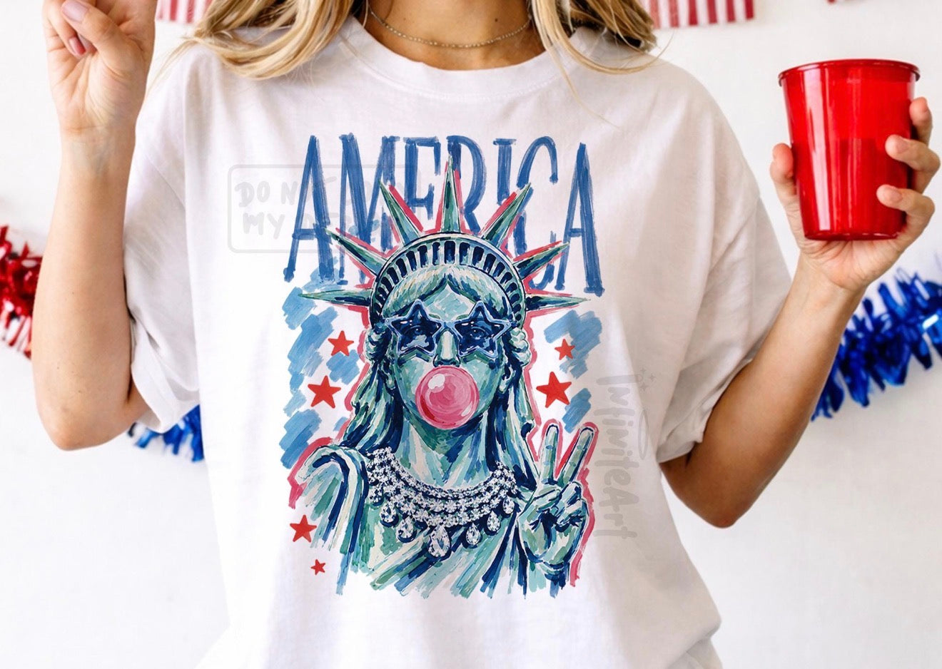 America Bubblegum Lady Liberty Patriotic Shirt