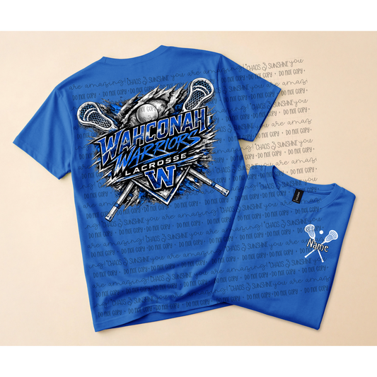 Wahconah Warriors Lacrosse “Breakthrough” Crossed Sticks with Name Pocket Design