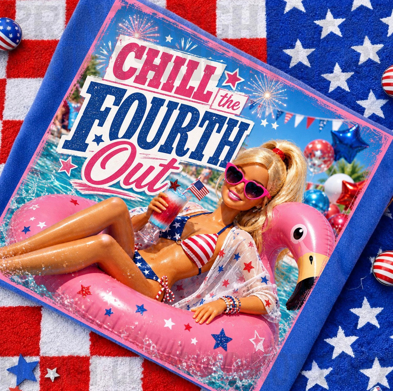 Chill the Fourth Out Patriotic Pool Party Graphic Tee