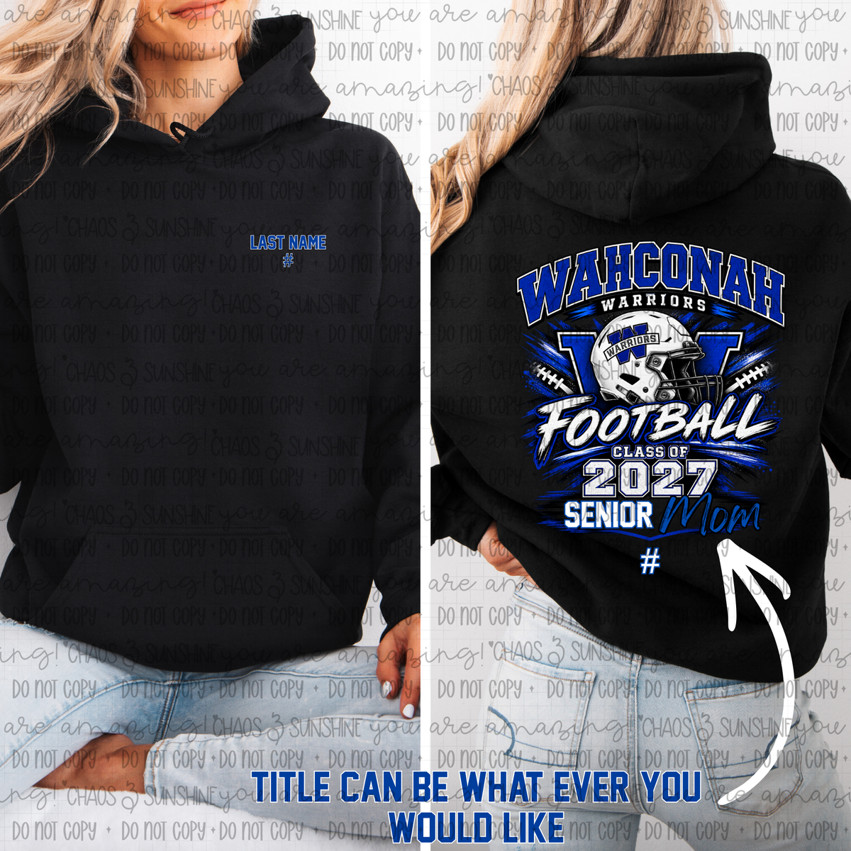 Wahconah Football Class of 2027 Personalized Senior Family Pocket