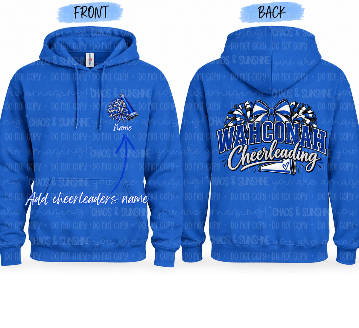Wahconah Cheerleading | Personalized Front & Back | Youth
