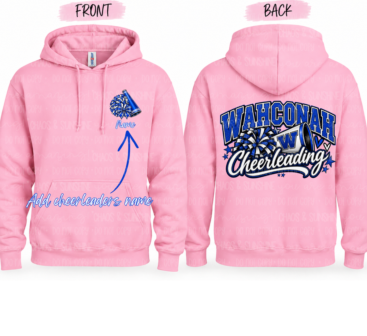 Wahconah Cheerleading Spirit | Personalized Front & Back | Youth