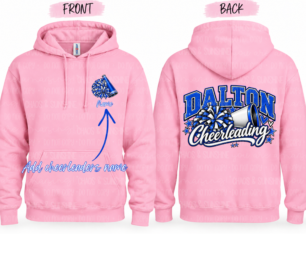 Dalton Cheerleading Spirit | Personalized Front & Back | Youth