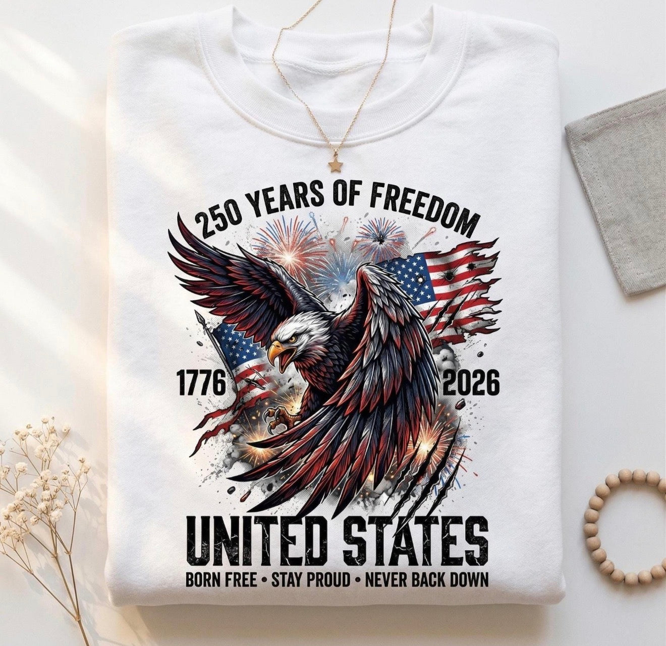 250 Years of Freedom Patriotic Eagle Graphic Tee