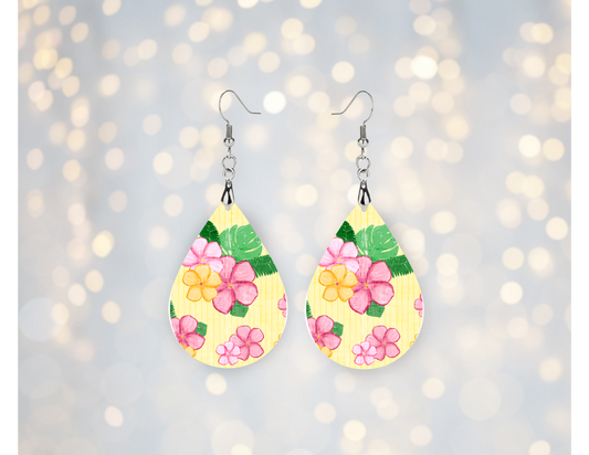 Sunshine Hibiscus Teardrop Earrings ☀️🌺