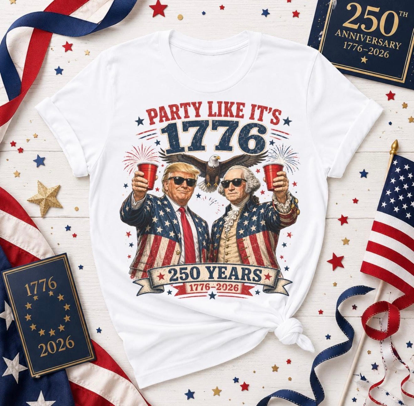 Party Like It's 1776 Funny 250 Years Patriotic Tee