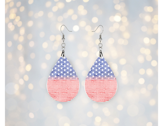 Watercolor Stars & Stripes Teardrop Earrings 🇺🇸🎆