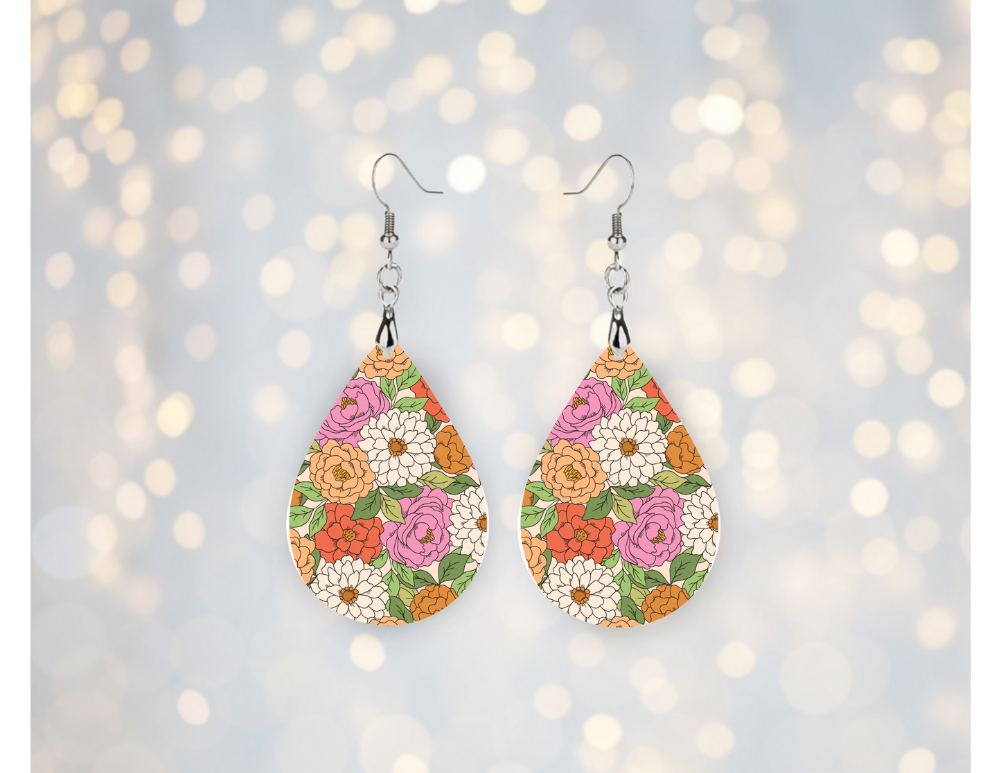Vintage Garden Bloom Teardrop Earrings 🌸🍃