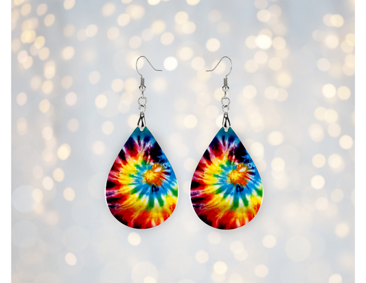 Rainbow Tie Dye Statement Earrings 🌈🌀