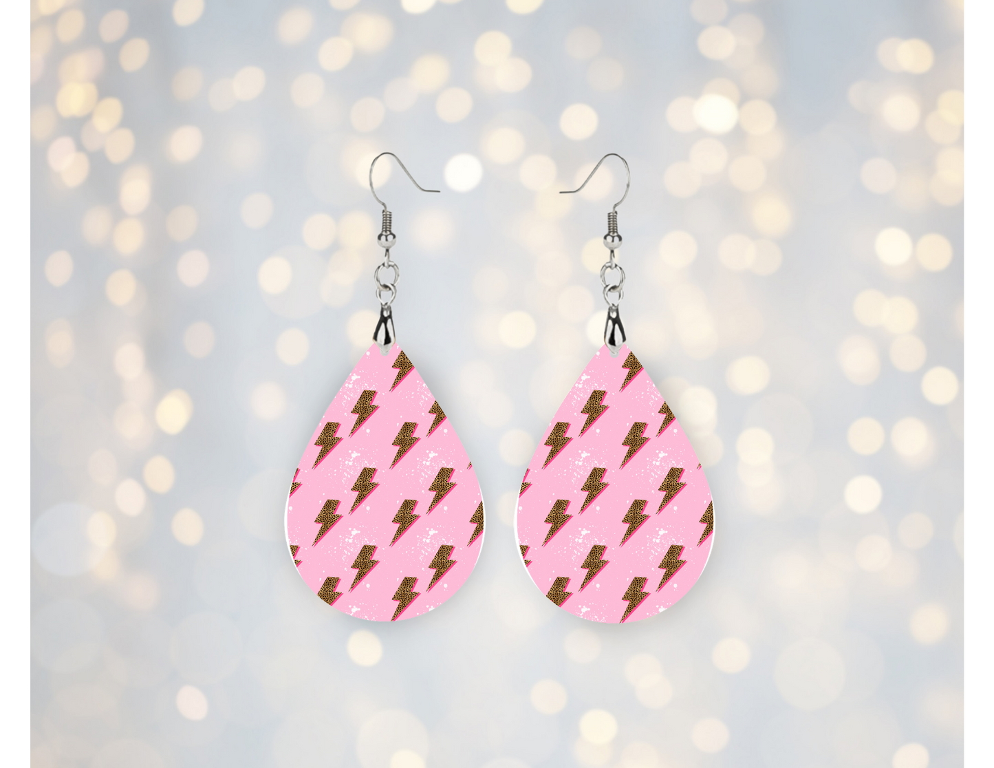 Pink Lightning Bolt Faux Leather Earrings ⚡💖
