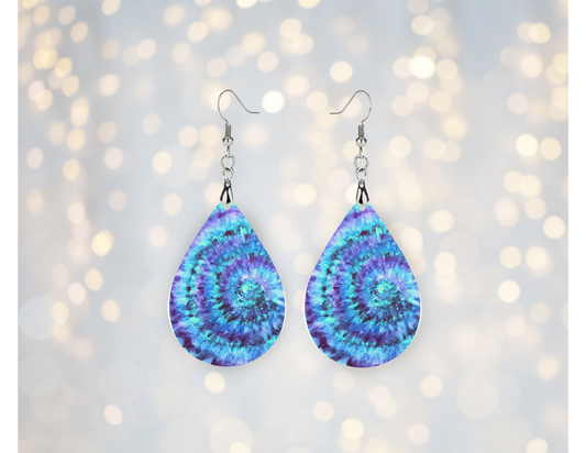 Ocean Breeze Tie Dye Teardrop Earrings 🌊🌀