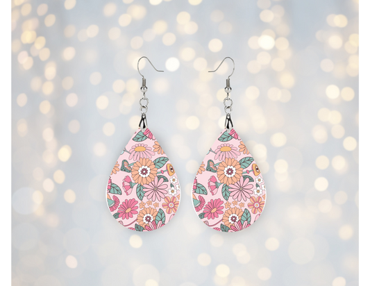 Blush Boho Floral Teardrop Earrings 🌷🌿