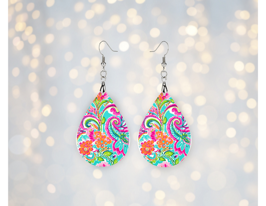 Tropical Paisley Teardrop Earrings 🌺✨