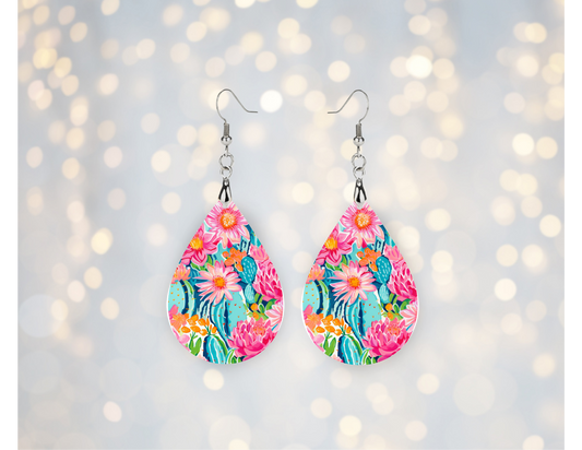Desert Bloom Cactus Teardrop Earrings 🌵💖