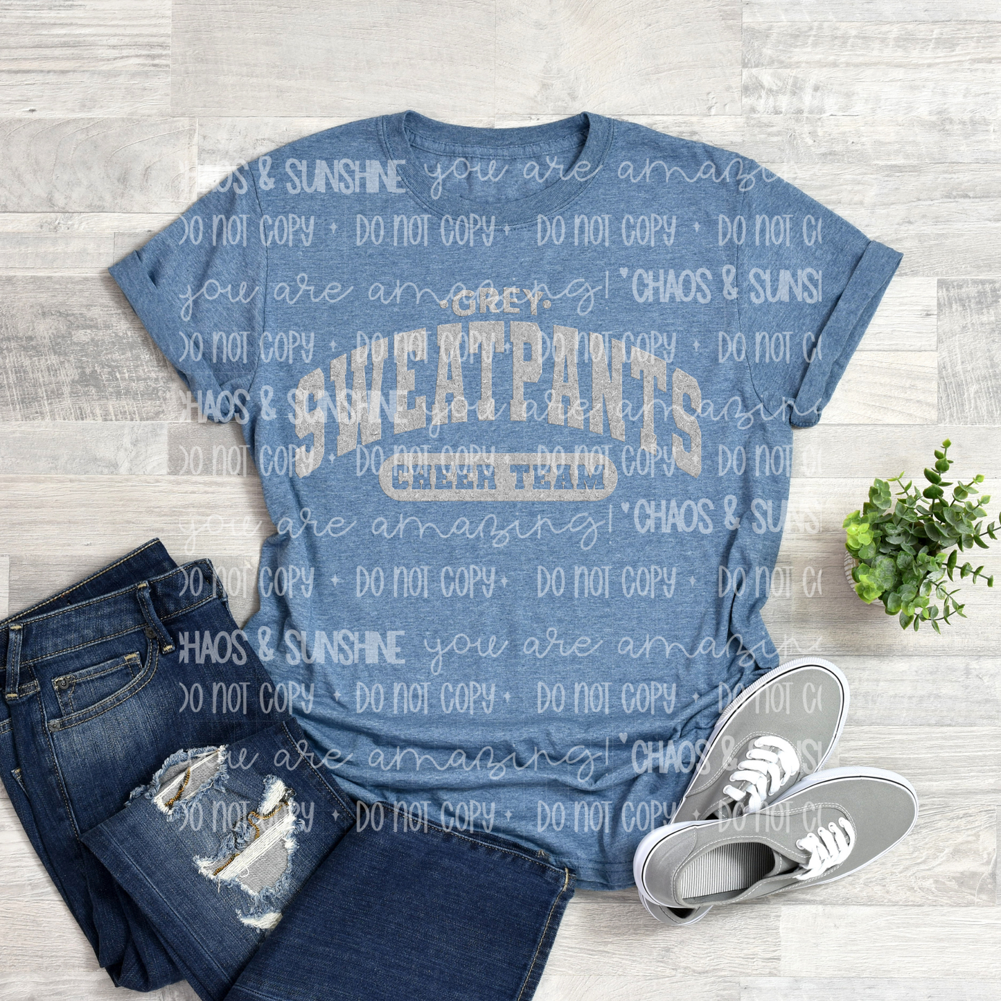 Grey Sweatpants Cheer Team Tee