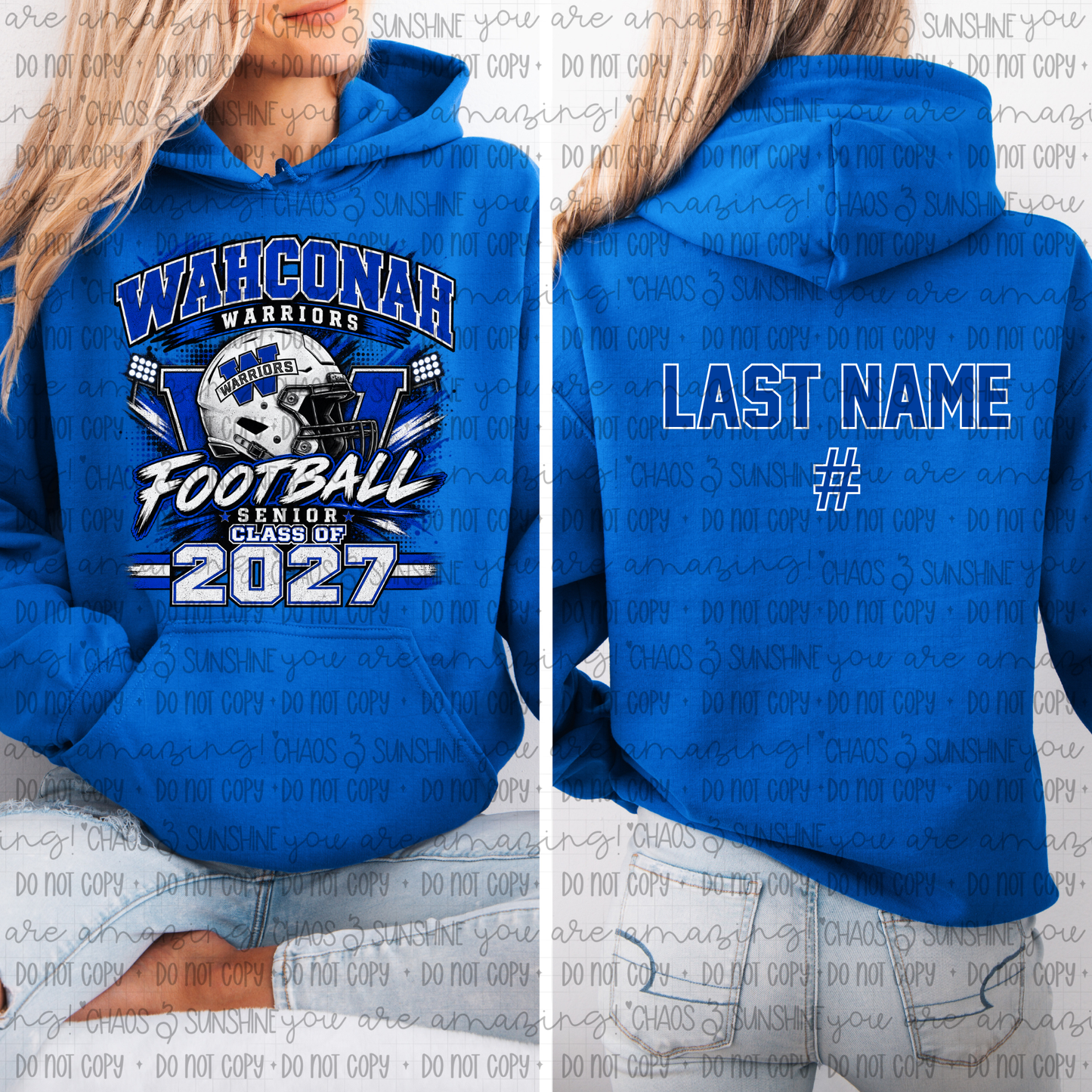 Wahconah Warriors Football Senior Class of 2027 Personalized Back
