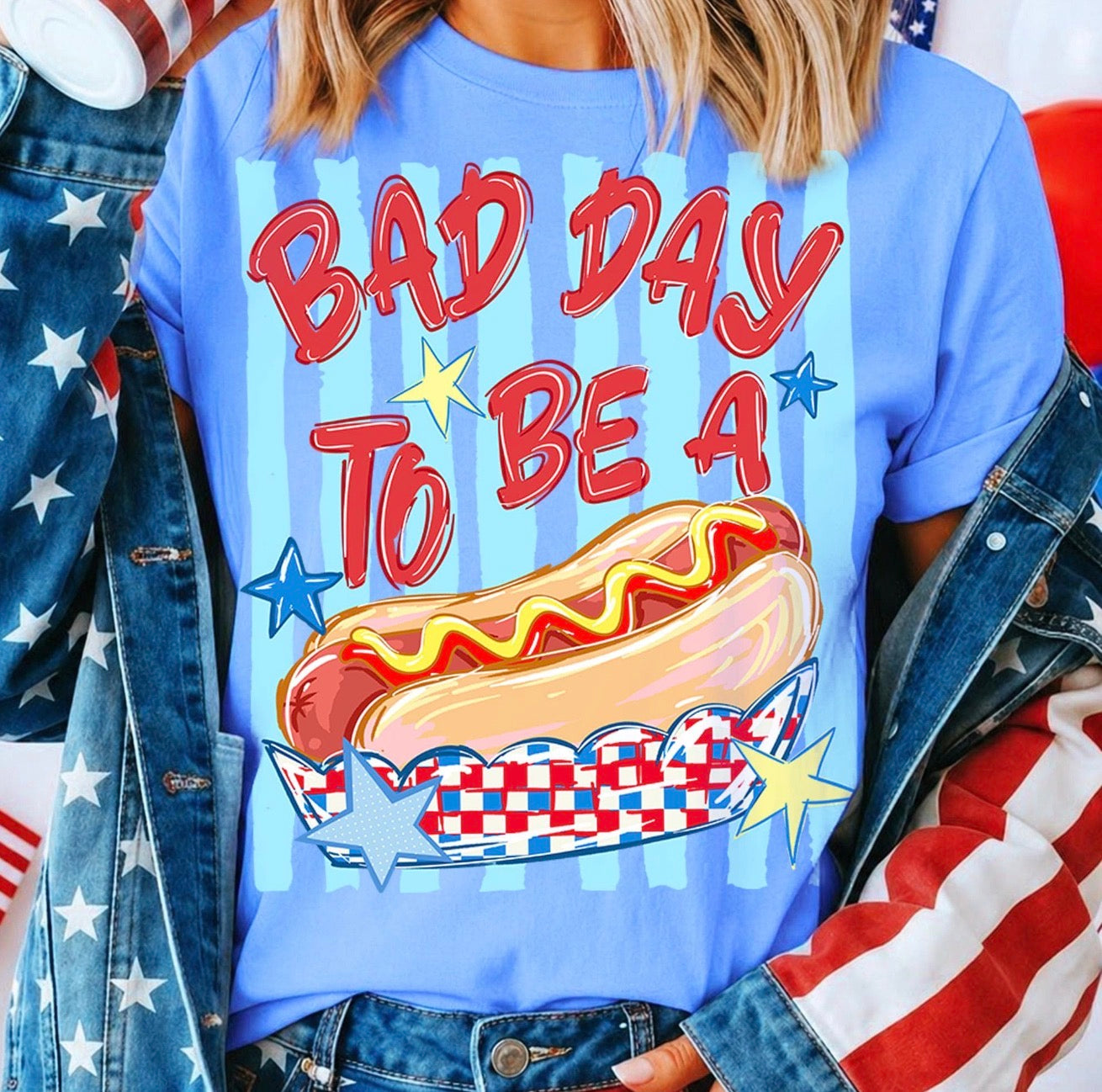 Bad Day to Be a Hot Dog Funny Patriotic Summer Tee