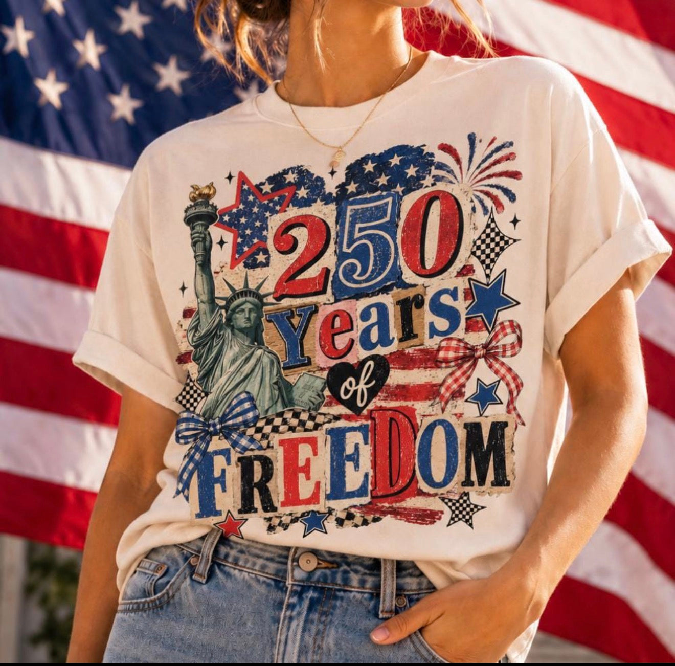 Vintage America 250 Years of Freedom Graphic Tee