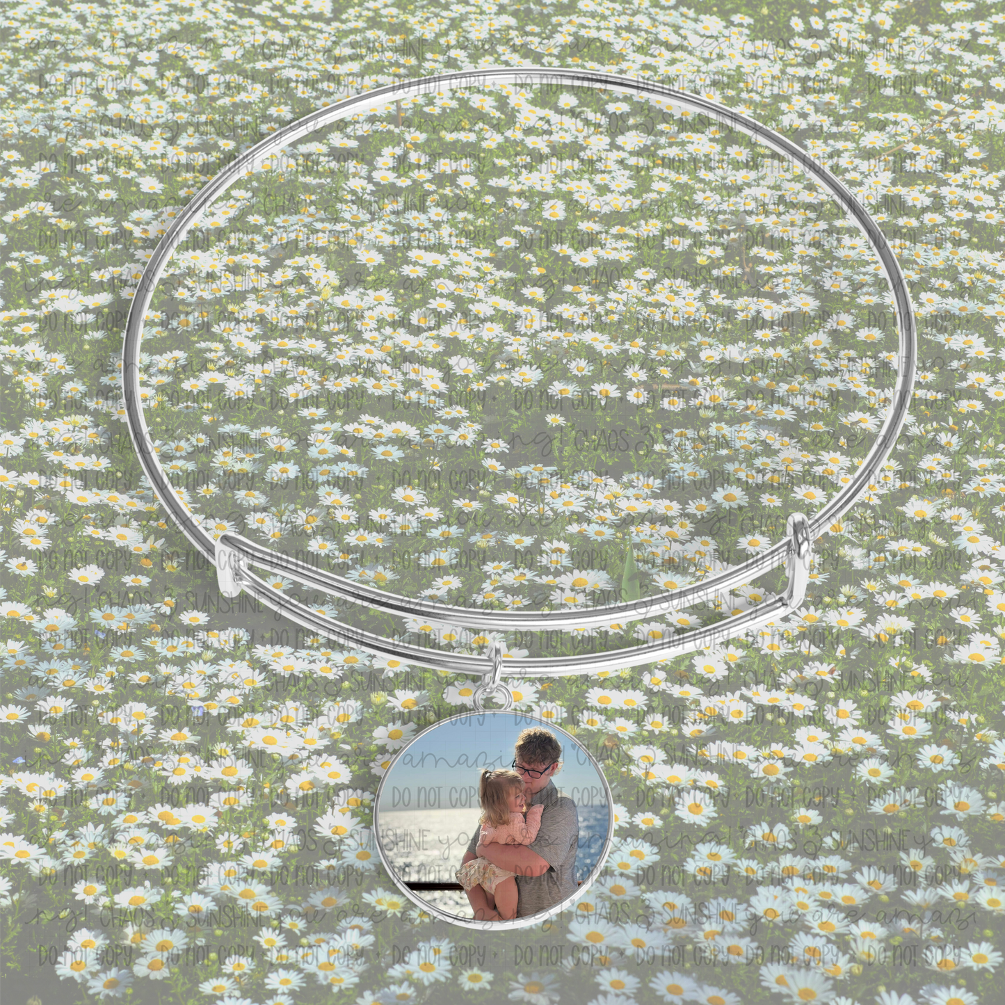 Custom Photo Charm Bangle Bracelet