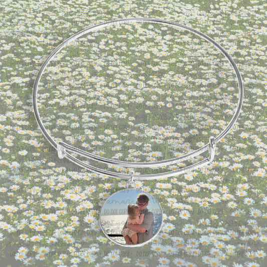 Custom Photo Charm Bangle Bracelet
