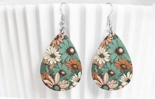 Vintage Garden Floral Teardrop Earrings