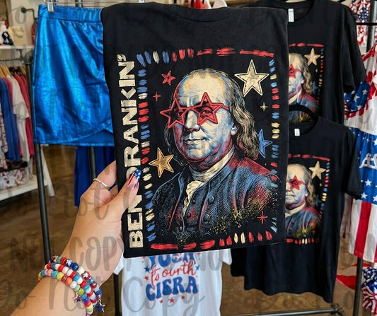 Ben Drankin Franklin Funny Patriotic Graphic Tee 🍻⚡