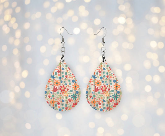 🌸 Retro Garden Floral Teardrop Earrings