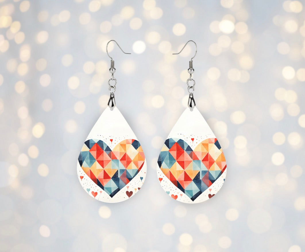 ❤️ Geometric Heart Teardrop Earrings