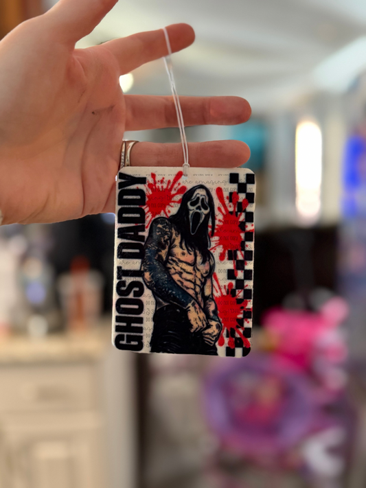 Ghost Daddy Car Freshie + 3mL Scent Spray | Refillable Hanging Air Freshener