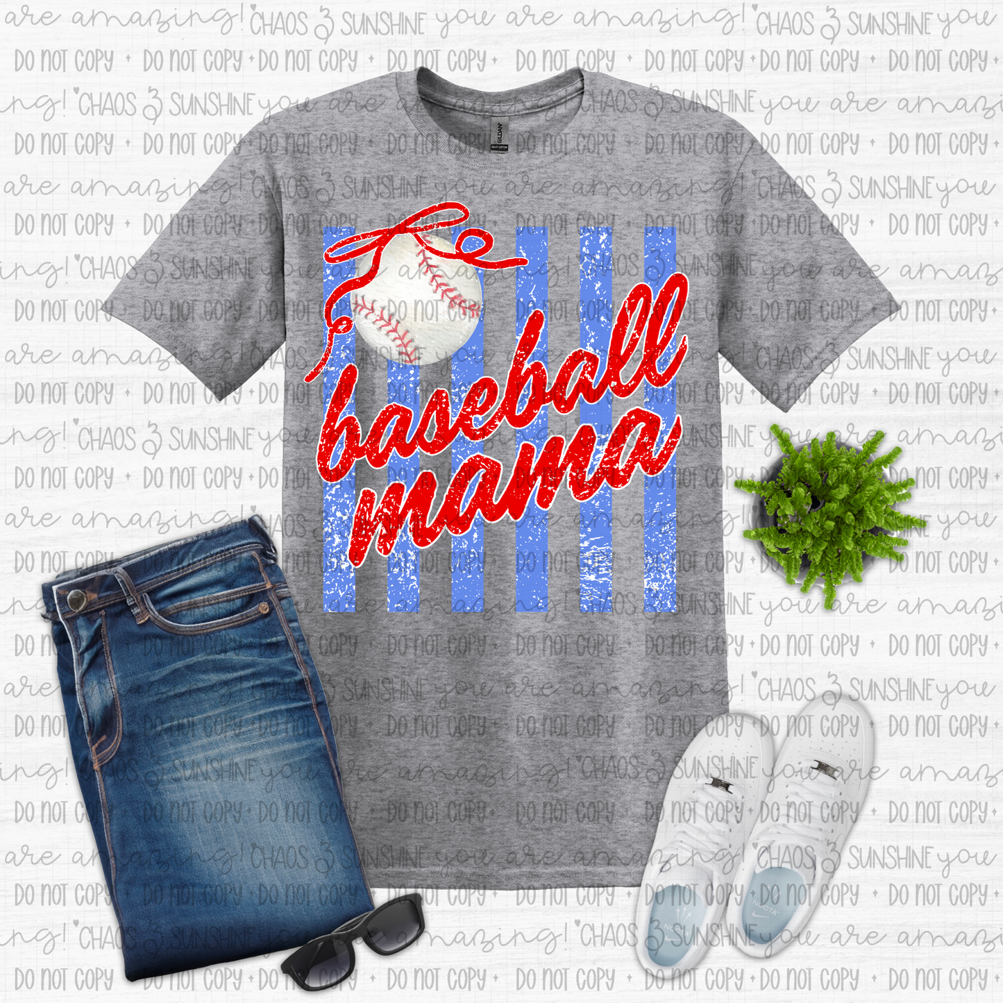 Hey Baseball Mama Retro Stripe Graphic Tee ⚾💙