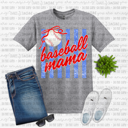 Hey Baseball Mama Retro Stripe Graphic Tee ⚾💙