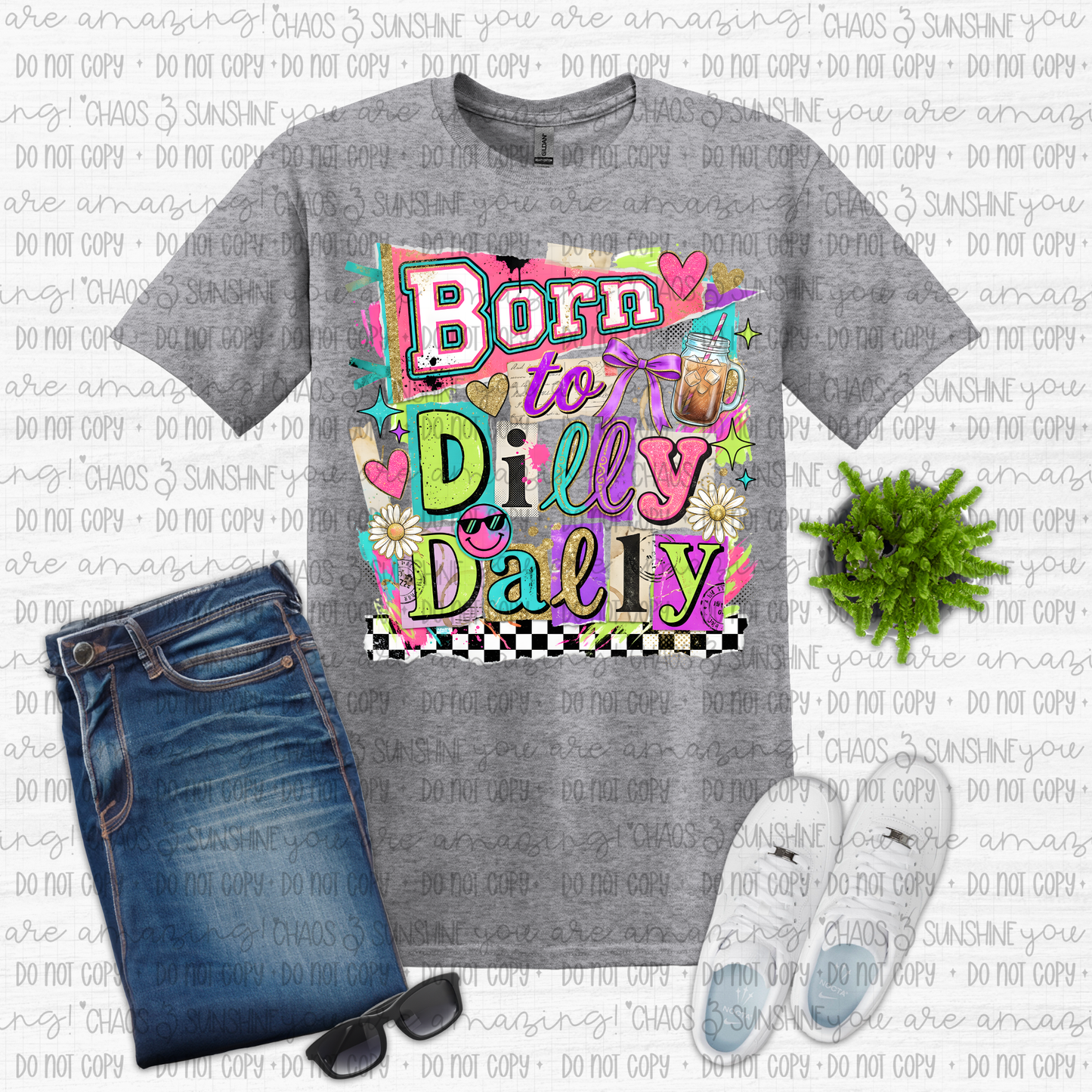 Born to Dilly Dally Iced Coffee Graphic Tee ☕🌼