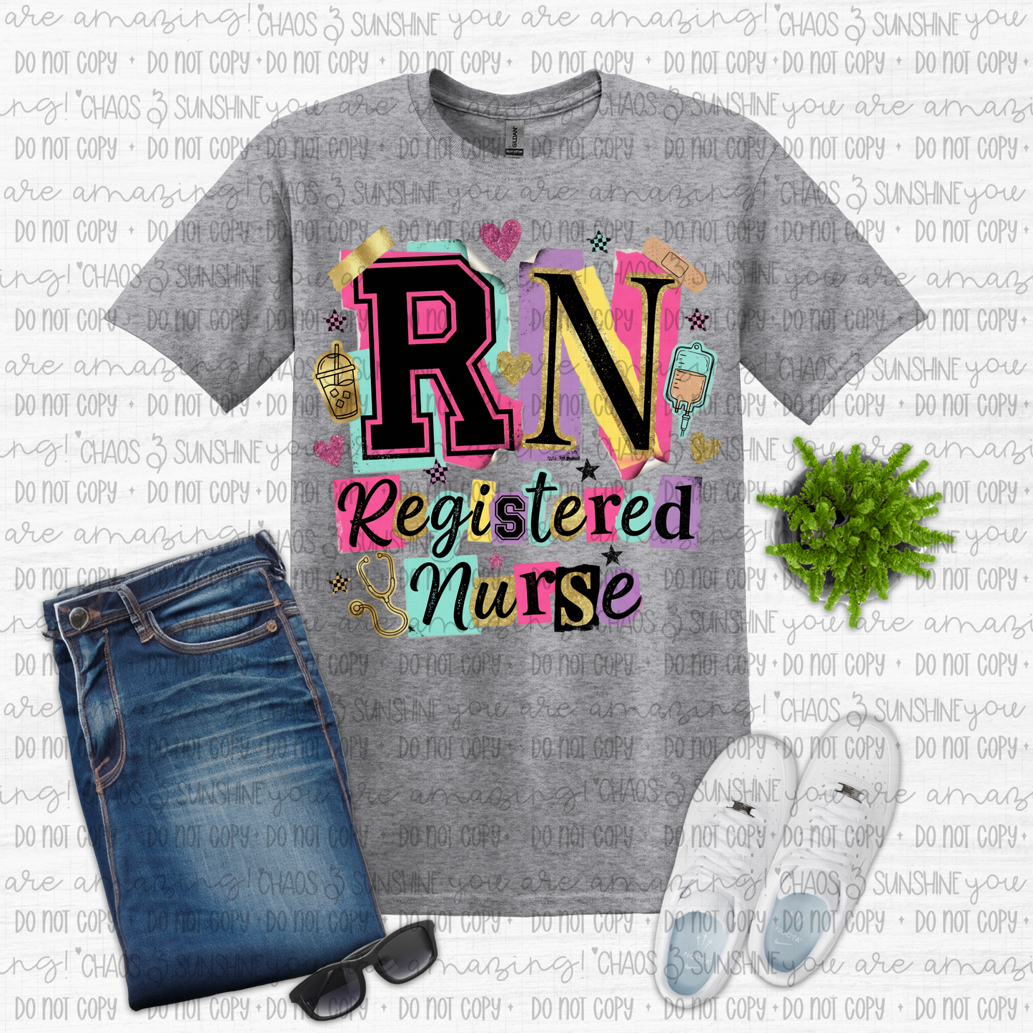 RN Registered Nurse Retro Patchwork Graphic Tee 🩺💖