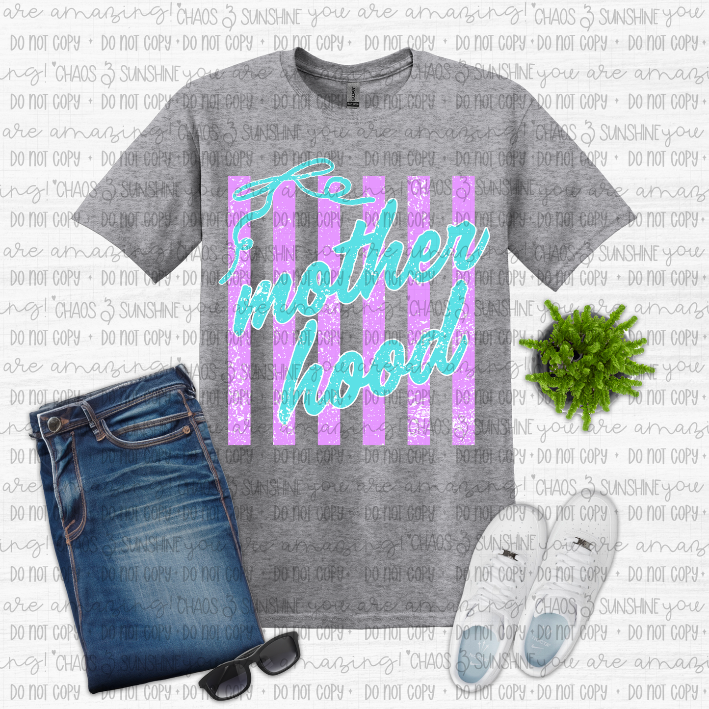 The Motherhood Pastel Stripe Graphic Tee 💜🩵