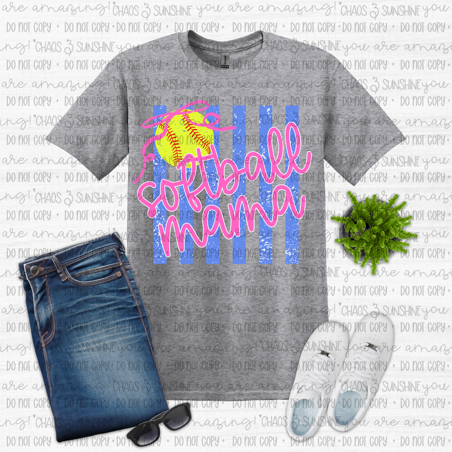 Softball Mama Pink Stripe Graphic Tee 🥎💖