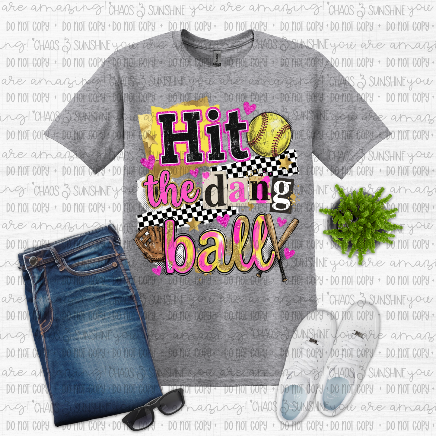 Hit The Dang Ball Softball Mom Graphic Tee 🥎💖