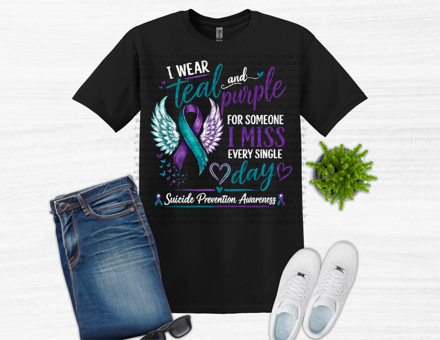 I Wear Teal & Purple Suicide Prevention Awareness Tee